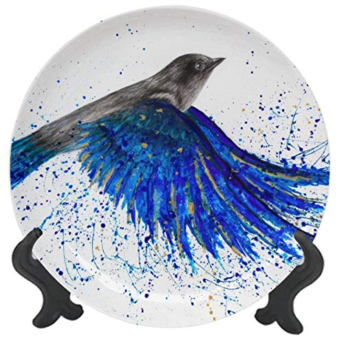 3D Printed Ceramic Decorative Plate Decorative Plate Vibrant Ocean Bird Porcelain Stoneware Round Plate Ceramic Ornament for Upscale EventsDinner PartiesWeddingsCatering 10 inch