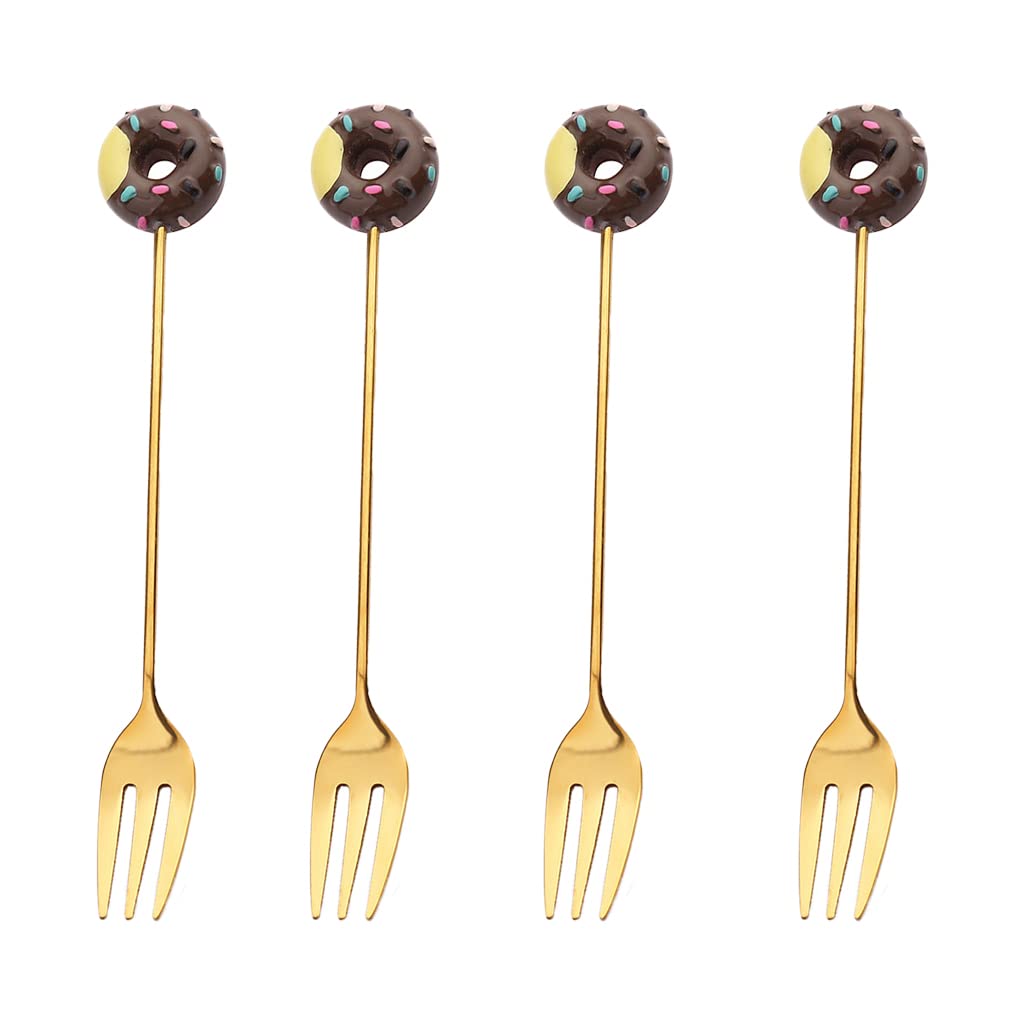 HERCHR Set di 4 cucchiai da Dessert Mini, Cucchiaio Zucchero Cucchiaio Gelato, Cucchiaini Caffè a Forma Fiore, Acciaio Inossidabile Cucchiai a Forma di Cuore per tè Frappè Dessert Gelato(Oro