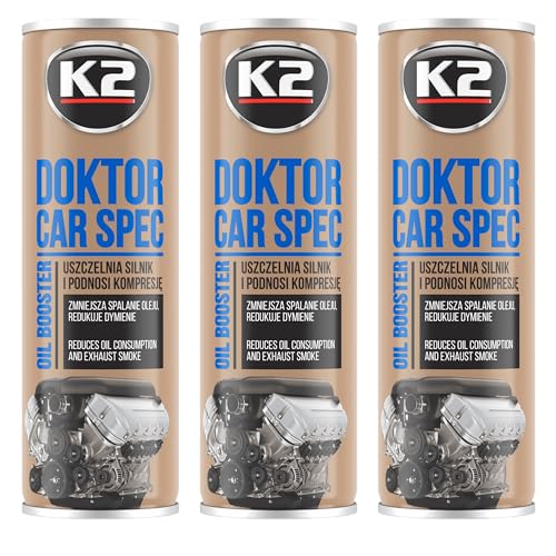 K2 Aditivo de Aceite para Motores Gasolina y Diésel Pack de 3 - Estabiliza la Viscosidad del Aceite y Reduce su Consumo - Limpiador de Motores con Desgaste Medio y Fuerte 443 ml