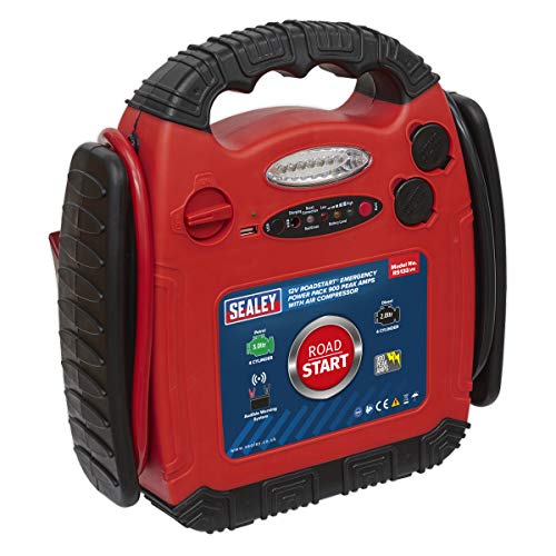 Démarreur d'urgence 750 Peak Amps Sealey RS132 avec compresseur d'air 12 V