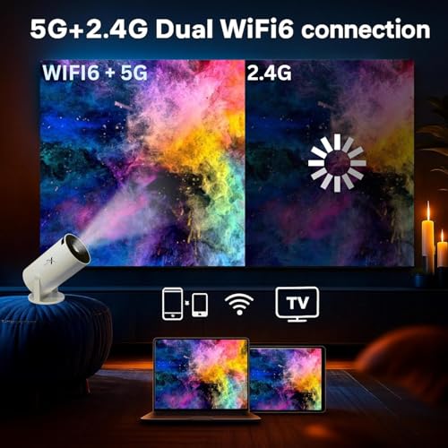 Image of Vision Pro Smart Android Projector | Native 720p HD, 4K Support | Dual WiFi, Bluetooth | Auto Keystone | 1GB RAM 8GB Storage | Netflix Prime Hotstar | 6500 Lumens Portable Home Theater Projector
