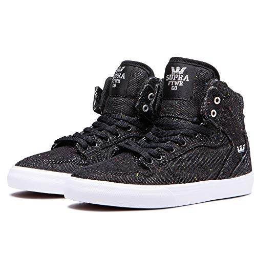 Supra Kids Vaider, Chaussures de Skateboard Mixte Enfant, Noir (Black Denim-White-M 37), 36 EU