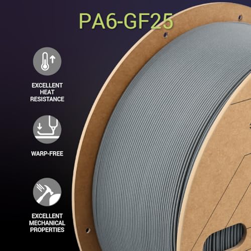 Image of Polymaker Fiberon PA6-GF Glass Fiber Nylon Filament 1.75mm Grey 3kg, Fiberon PA6-GF Nylon Warp Free 1.75mm 3D Printing Filament