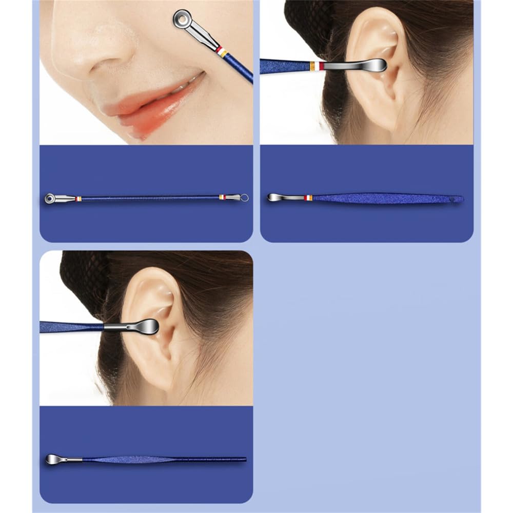 Juego de cortaúñas con Bolsa Plegable, Kit de manicura, Juego de Tijeras, Juego de cortaúñas, Herramienta de Belleza y Maquillaje de Acero Inoxidable, Azul, 13 Piezas