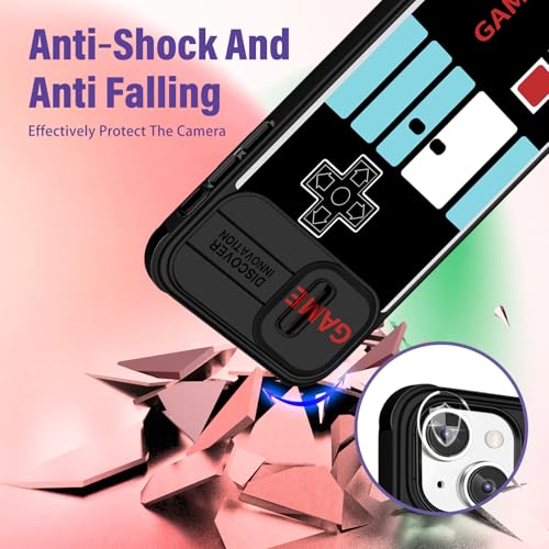 Image of Funermei (2in1 for iPhone 15 Case for Boys Cute Men Phone Cover Cool Fun Funny Cartoon Game Kids Girls Black Unique Design with Camera Cover Funda for Apple for iPhone 15 Cases