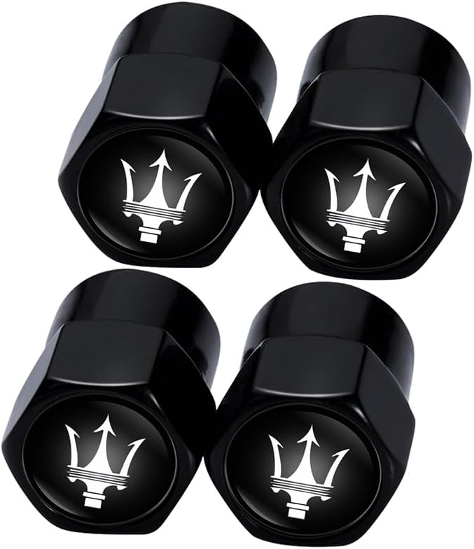Miniatura 1 de Tapones de válvula de neumático de automóvil de metal compatibles con Maserati Quattroporte, Ghibli, Levante todos los modelos, tapas de válvula de