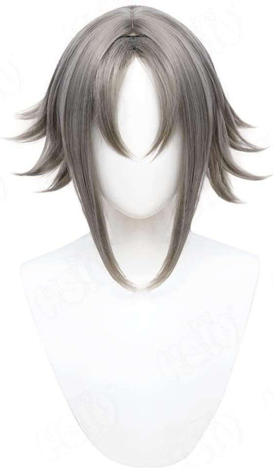 Mysta Rias Cosplay Wig VTuber Hololive Cosplay Wig HSIU gray-brown short hair+Free Wig Cap Mysta Rias sunglasses neck ring (only wig)