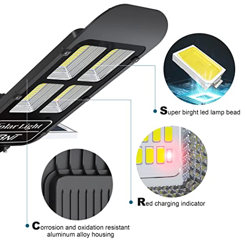 Bnt 1800W Solar Street Lights Outdoor Waterproof, 6500K Super Bright Solar Parking Lot Lights Dusk To Dawn Solar Powered Led Street Lights With Remote Control For Yard, Path #TOP1
