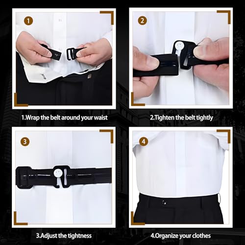 TORMEN Elastic Shirt Stay Belt Tucker Holder Adjustable Elastic Band No-Show Anti-Slip Stretch Waist Belt for Tucked-in Business & Casual Use for Men(Black)3