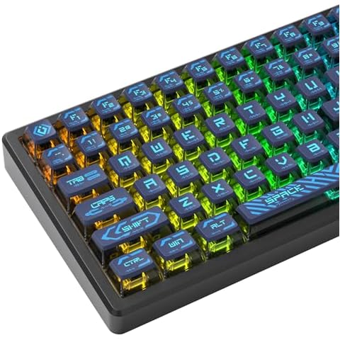 Ussixchare PBT Pudding Keycaps Punk Style Shine Through Keycaps ASA Profile Custom Keycaps Set for 60% 65% 75% 100% Mechanical Keyboard(Blue) Cover