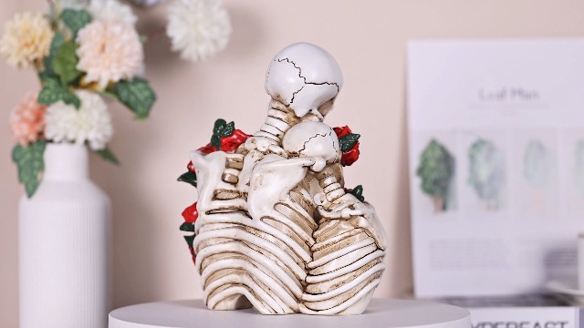 Figuras de pareja esqueleto decoración Halloween resina miniatura 7
