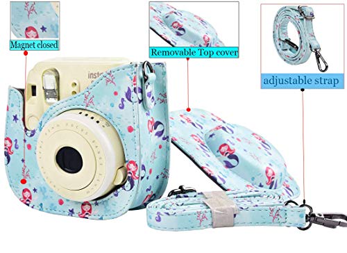 Protective & Portable Case Compatible with Fujifilm Instax Mini 9 8 8+ Instant Film Camera with Accessory Pocket and Adjustable Strap - Mermaid by SAIKA - Thumbnail 5