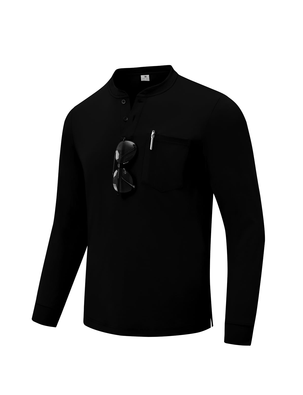 TBMPOY Men's Henley Shirts Golf Long Sleeve Shirts Moisture Wicking Button Loose Fit with Pockets Quick Dry