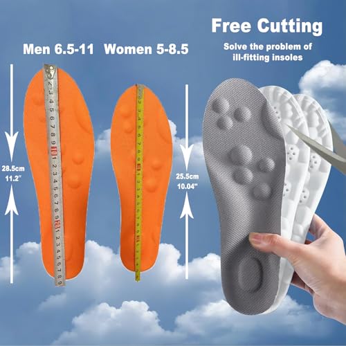 Image of Cloud Soles Memory Foam Insoles for Men /Women - Arch Support Shoe Inserts with Acupressure Massage Foot Pain Relief & Fatigue Reduction for Sports /Running(US-Unisex-8-8.5)