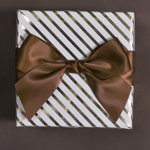 Image of Brown Double Face Satin Ribbon 1 inch X 50 Yards Spool Bright Colors Very Suitable for Weddings Gift Package Wrapping Dancer Wand Sewing Party Hair Bow Invitation Decorations and More