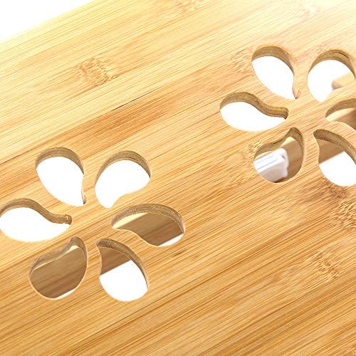 Queiting Bamboo Laptop Stand Notebook Table Portable Laptop Adjustable Height and Viewing Angle Sofa Table Laptop Stand with Drawer