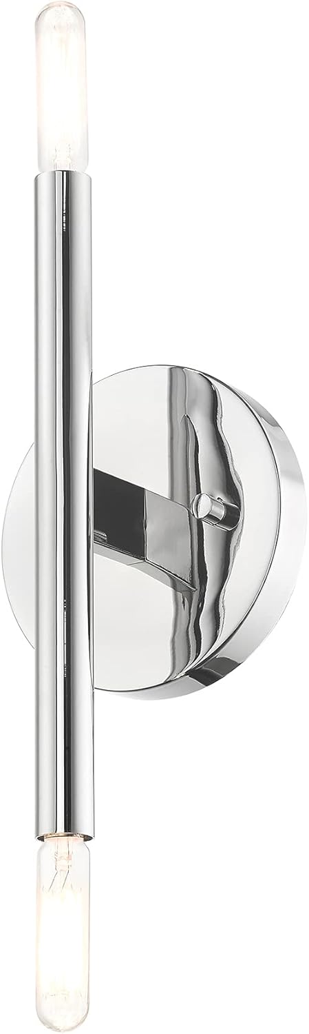 Livex Lighting 51172-05 Copenhagen Collection ADA 2-Light Wall Sconce Light with Exposed Bulbs, Polished Chrome