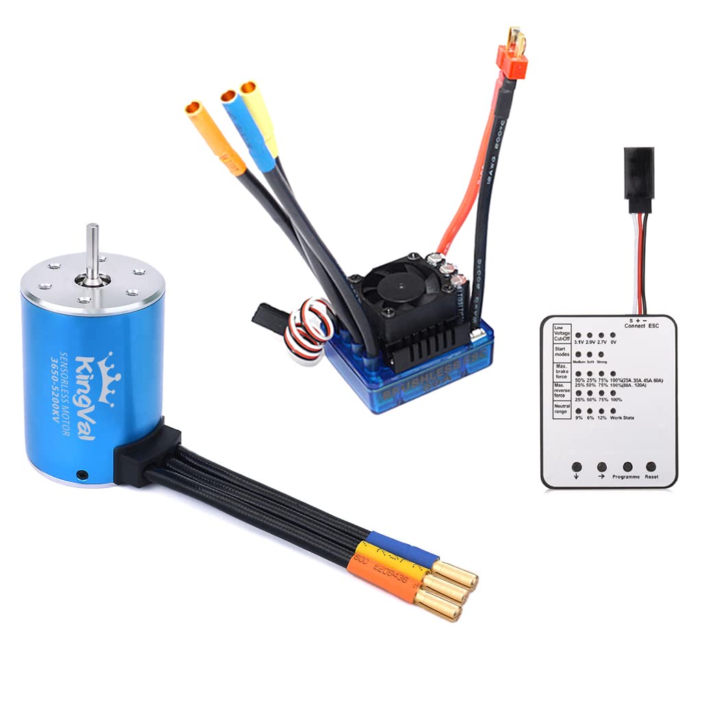 KingVal 3650 5900KV Brushless Motor & 80A ESC Combo With Program Card - For 1/10 RC Cars & Trucks - View #2