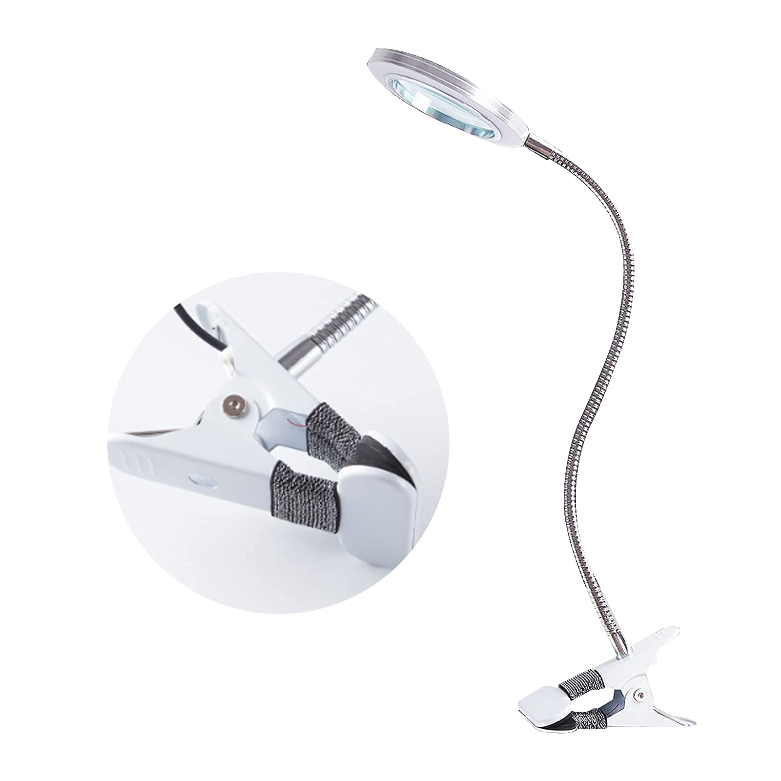 Lampada con Lente Ingrandimento, Lampada Estetista da Tavolo Dimmerabile LED USB con Pinza di Cigno Flessibile per Trucco Tattoo Nail Art Bellezza [Classe di efficienza energetica A+]