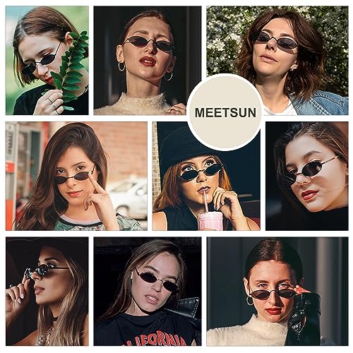 MEETSUN Vintage 90s Small Oval Sunglasses For Women Men Metal Frames Designer Gothic Glasses3