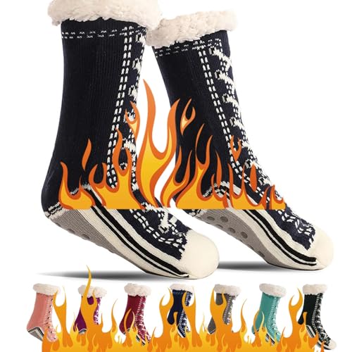 Ultra-Thick Cashmere Slipper Home Socks, Soft Fuzzy Non Slip Socks, Slipper Socks with Grips for Women & Men