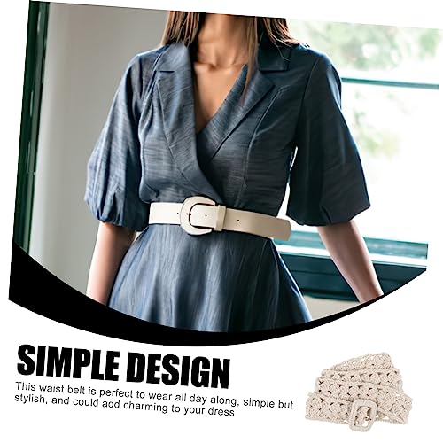 Woven Cotton Waist Belt for Women Stylish Macrame Design for Dresses Casual Wear Wide Belt for Summer Fashion Chic and Versatile Accessory Beige 6
