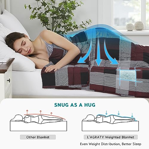 L'AGRATY Weighted Blanket - 60"x80" 25lbs Cooling Breathable Heavy Blanket Microfiber Material with Glass Beads for Adult All-Season Summer Fall Winter Soft Thick Comfort