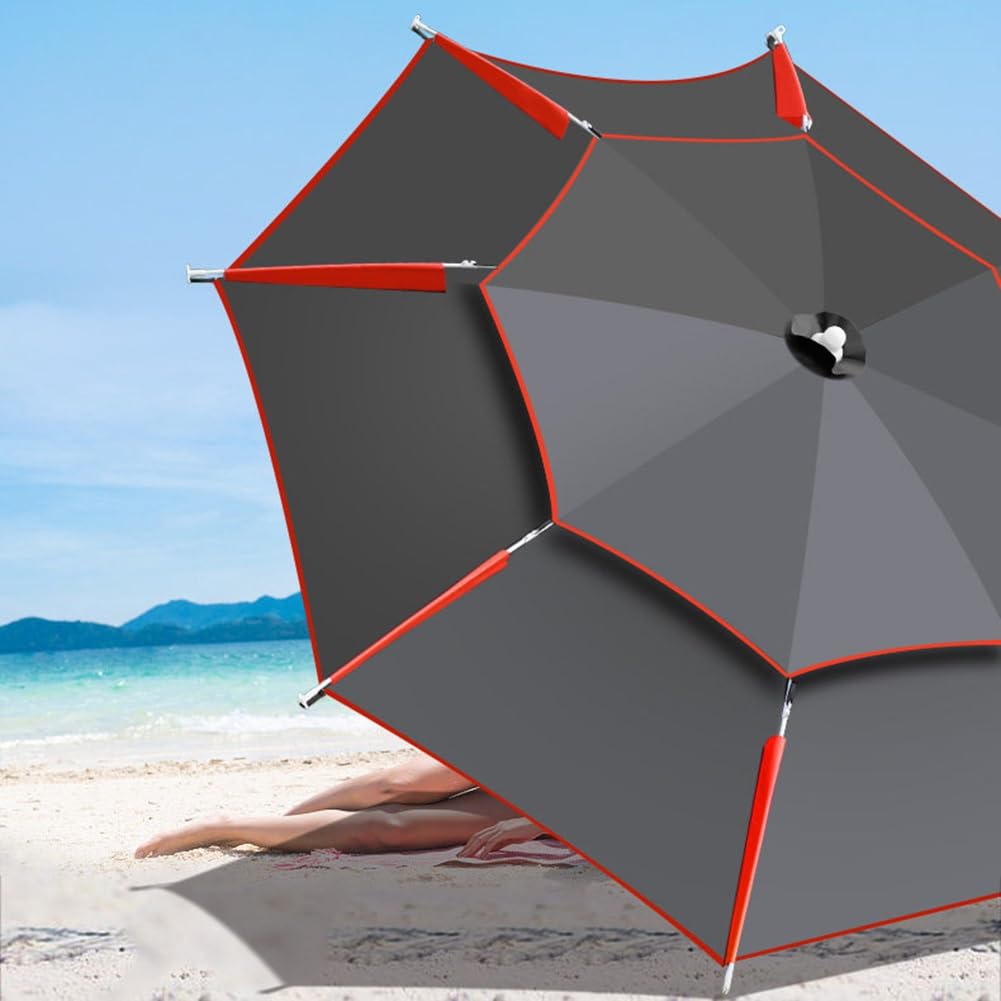 Sombrilla de Playa Antiviento Sombrilla Grande para Pescar, Resistente al Viento, Protección UV, Plegable e Inclinable, para Patio, Viajes y Camping