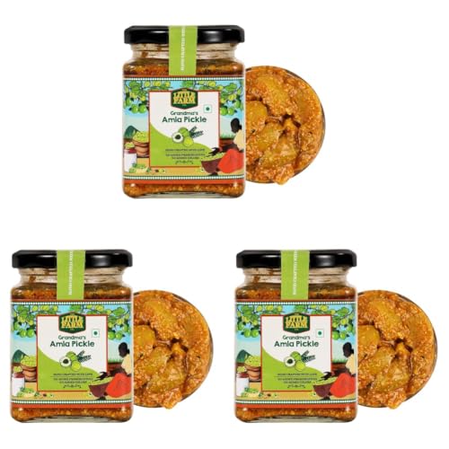 Image of THE LITTLE FARM CO Homestyle Amla Pickle - Awla ka Achar (250g)| Less Oil Mustard Base Farm Fesh Gooseberry Pickles with Masala | No Added Preservatives & Flavours | Traditional Recipe (Pack of 3)