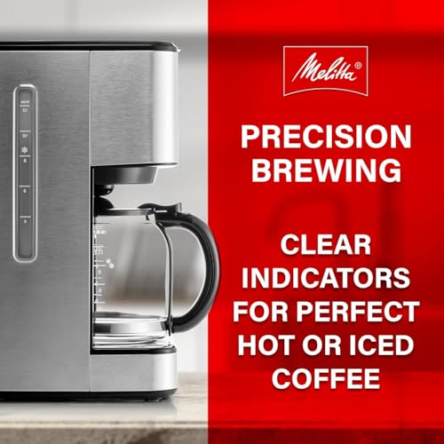 Image of Melitta Aroma Tocco Plus 12-Cup Drip Coffee Maker, Black & Stainless | Automatic & Programmable, Auto Shut Off, Touch Control Panel, 5-Pack Coffee Filters Included