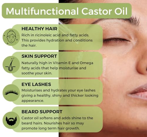 Image of Murli Castor Oil (Arandi ka Tel) | 100% Pure & Natural Oil for Hair Growth, Eyelashes, Eyebrows, Skin, Scalp, Nails, Acne Scars, Pigmentation & Lip Care | Rich in Vitamin E (400 ml)