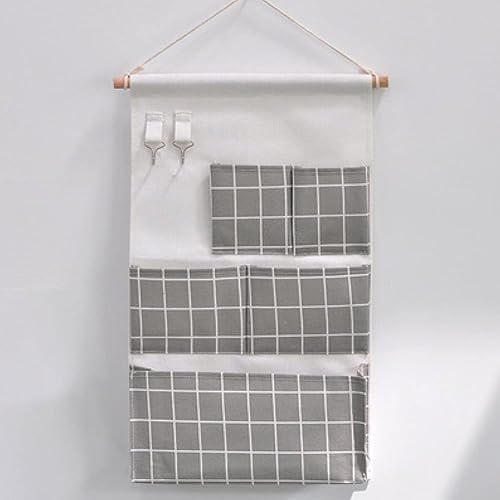 croselyu Inicio Bolsa colgante multifuncional Cesta colgante de tela para dormitorio Organizador misceláneo Bolsa colgante de pared de baño Bolsa