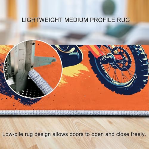 Tapis en flanelle 60x90 cm motocycliste orange tapis doux pour salon - 7