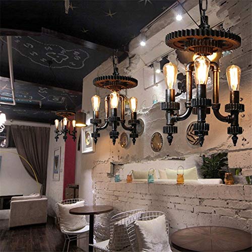 IXWQ Traditional 4-Lights Retro Industrial Wrought Iron Pendant Chandelier Lighting Vintage Steampunk Water Pipe Loft Hanging Lamp Fixture Adjustable Rustic Suspension Light Restaurant Cafe Fixtures steampunk buy now online IXWQ Traditional 4-Lights Retro Industrial Wrought Iron Pendant Chandelier Lighting Vintage Steampunk Water Pipe Loft Hanging Lamp Fixture Adjustable Rustic Suspension Light Restaurant Cafe Fixtures steampunk buy now online