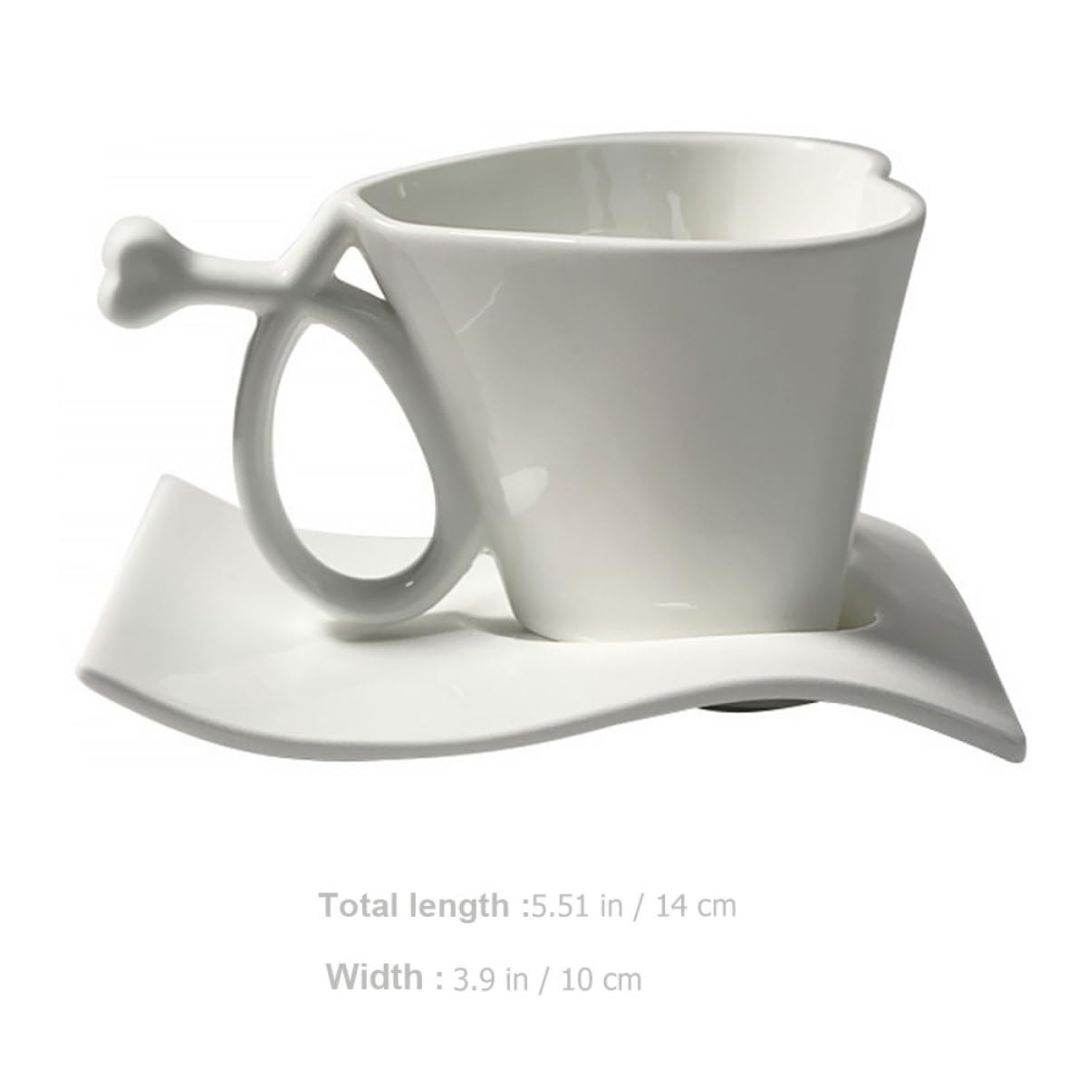 Homoyoyo Herzförmiges Kaffeetassen Satz aus Keramik, 1 Satz, Weiß