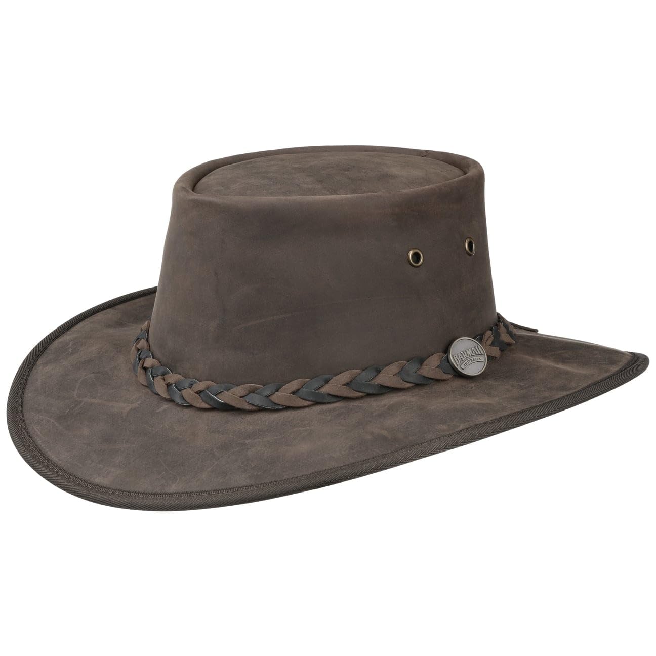 Barmah Squashy Twotone Cappello Uomo - Made in Australia Pelle di Bue Cappelli Vacchetta Outdoor con Fascia Pelle, pistagna Inverno Autunno Estate Primavera Estate/Inverno