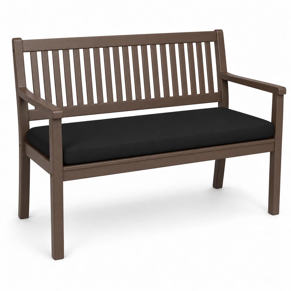 Garden Bench Cushion 2, 3 & 4 Seater, 5 cm Thick High Density Foam Seat Pad with Water-Resistant Removable Washable Cover for Outdoor Patio & Window Seat(3 Seater 140 x 51 x 5CM_Black)