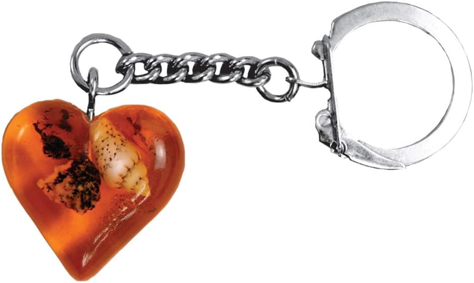 Keychain for Women Pressed Amber Keychain - Heart Shape
