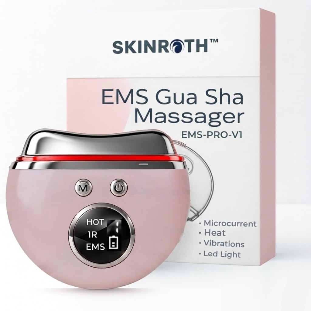 SKINROTH EMS Pro V1 Electric Gua Sha Facial Massager with Microcurrent | Face Lifting & Skin Tightening Massage Tool | 9 Heating & Vibration Modes | Multi-Mode Skin Care Tool for Women & Men