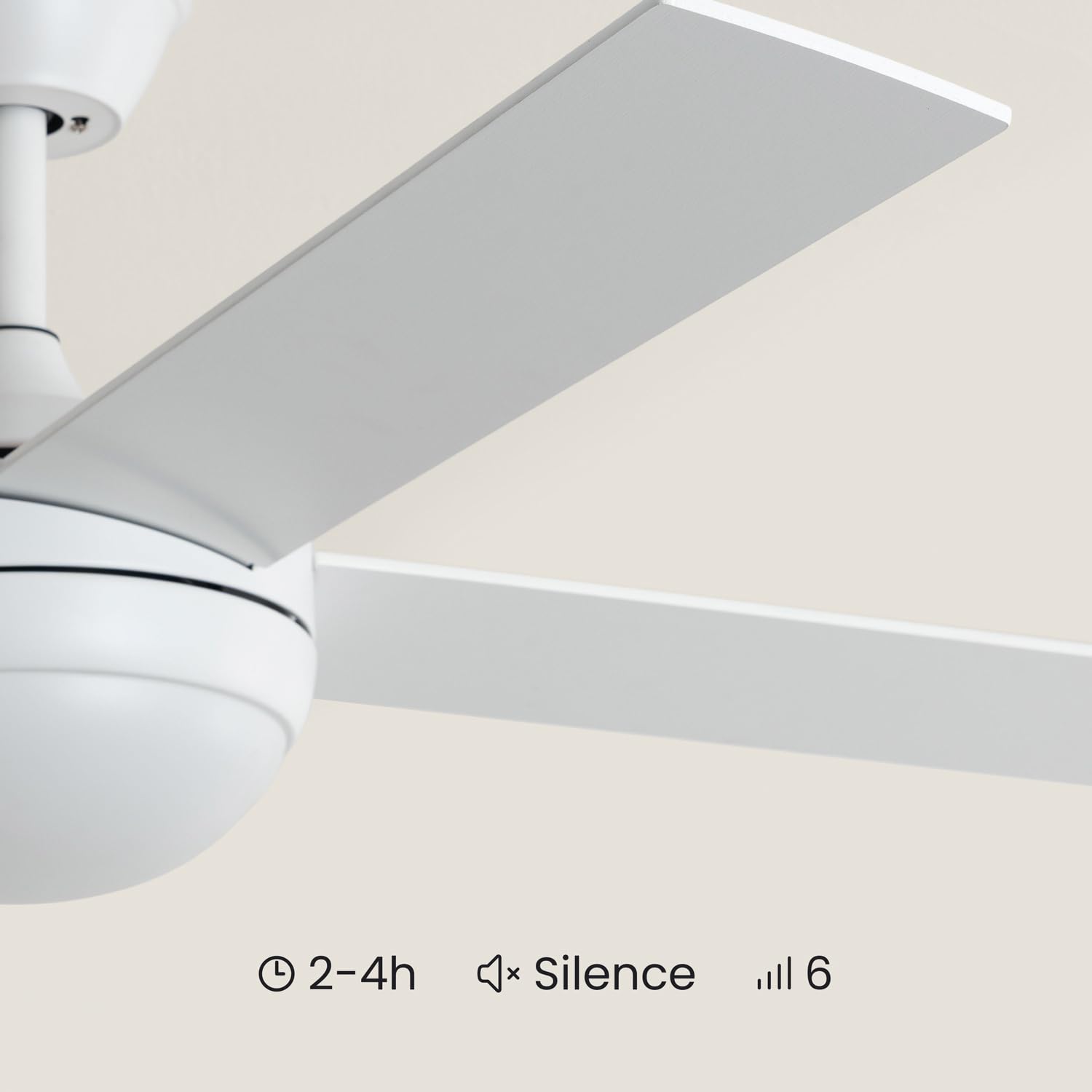 LEDKIA LIGHTING Ventilador de Techo Navy Evo Blanco 132 cm | Luz LED, Motor DC Silencioso 30W, Aspas de Madera Blancas, 6 Velocidades, 48 dB