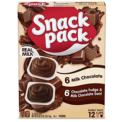 Snack Pack Milk Chocolate and Fudge Swirl Pudding, 12 Cups