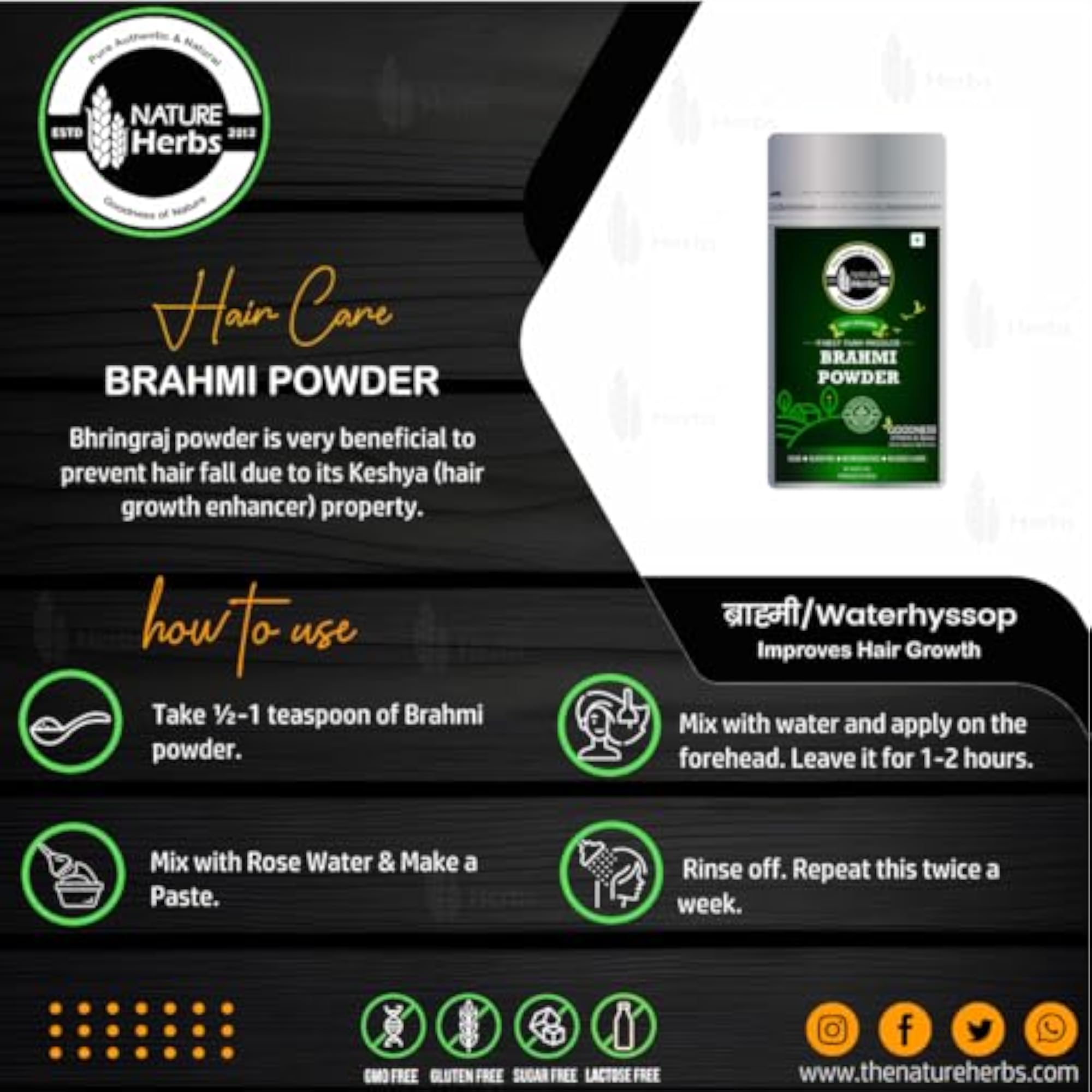 Nature Herbs 100% Pure Powder 400 Grams (Pack of 2-200 Grams each)