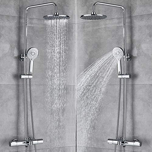 Set miscelatore termostatico per doccia a pioggia da bagno, rubinetto girevole per vasca da bagno, doccia con acqua calda e fredda cromata, montaggio a parete Beauty Comes