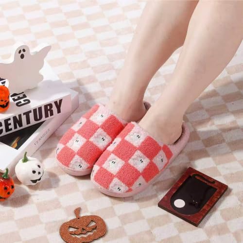 Image of Halloween Pumpkin Slippers for Womens Mens Cute Cartoon Slippers Plush Warm Memory Foam Shoes