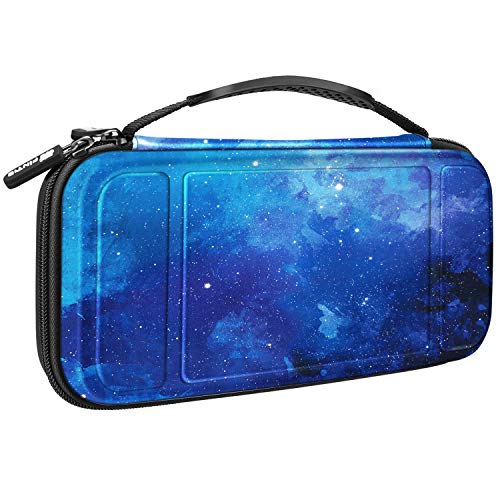 Fintie Funda Portátil para Nintendo Switch - [A Prueba de Choques] Dura Cáscara Bolsa de Transporte con 10 Ranuras y Bolsillo Interno para la Videoconsola Joy-con de Nintendo Switch, Cielo Estrellado