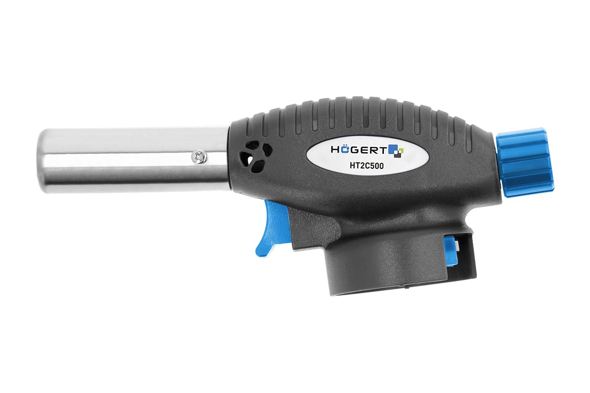 Högert Technik - Lötbrenner - Gasbrenner für den Haushalt, Gastronomie, Fischerei, Handwerks- und Autowerkstätten - Piezo-Zündung - Brenner mit Butan-/Propan-Butan-Gas - einfach und sicher zu bedienen