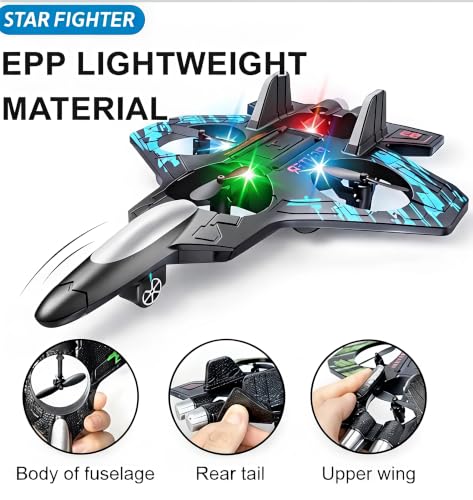 Image of Star Fighter 1 Remote Control for Kids, RC Glider Plane with Light EPP Foam Material Aeroplane Fighter Jet for Kids Adults 360 Flip, Stunt Roll Stable Flying Drones Toy Easy to use Safe for Boys Girls Beginners Indoor Outdoor.