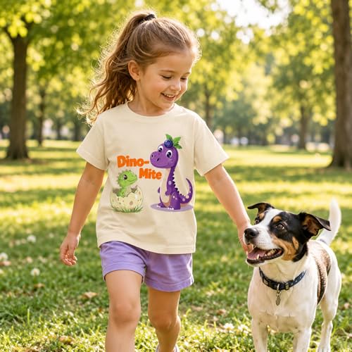 Image of Dinosaur Shirt for Kids Boys Girls Funny Toddler Dino Short Sleeve Graphic Cotton Tee Top 2-7T