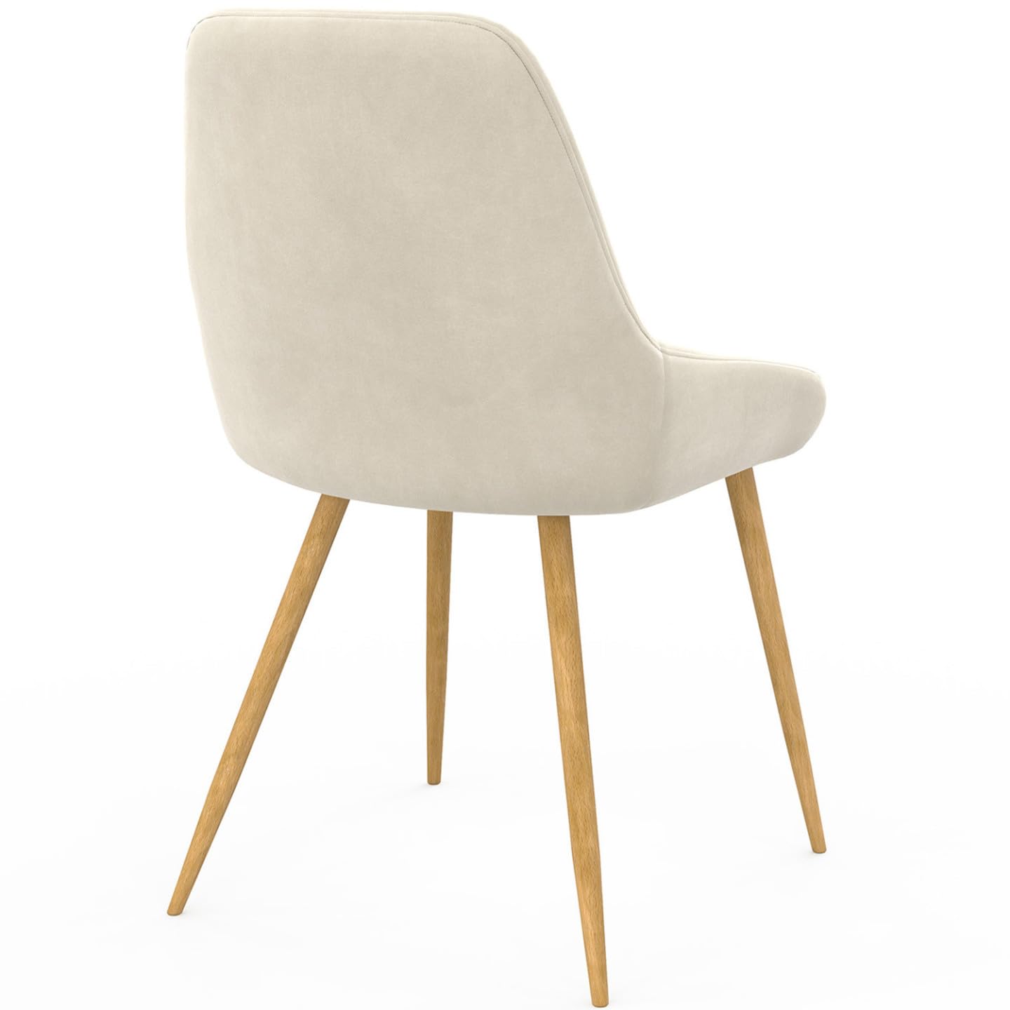 IDMarket THALYA - Juego de 4 sillas de comedor de terciopelo beige y patas efecto madera con reposabrazos