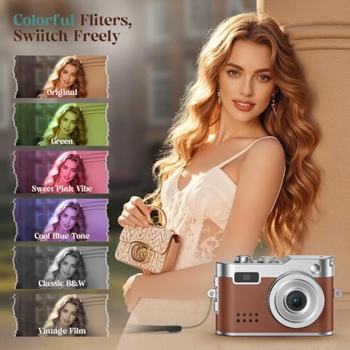 Image of HOTU Keychain Camera, Mini Digital Camera 1080P HD with Flash Brown